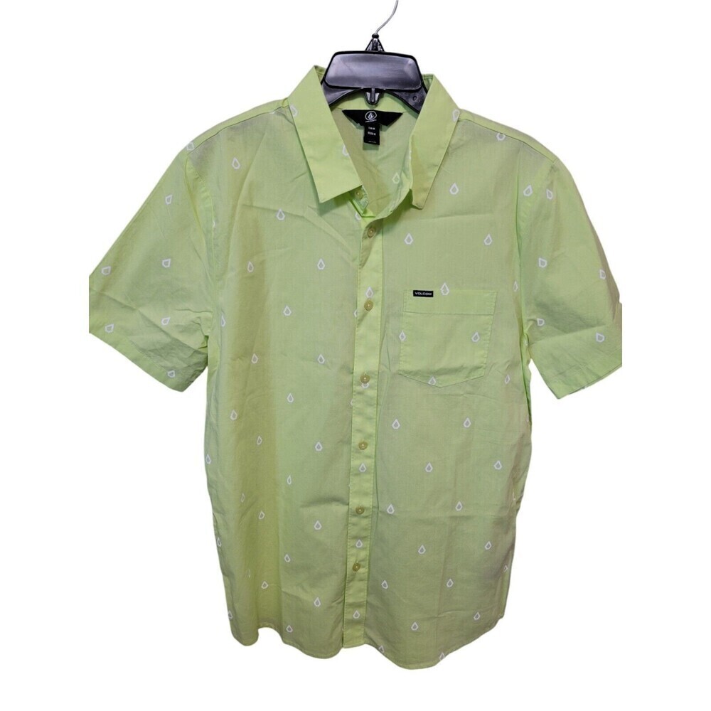 Volcom Patterson Men’s Short Sleeve Button Down Shadow Lime Size M NWOT